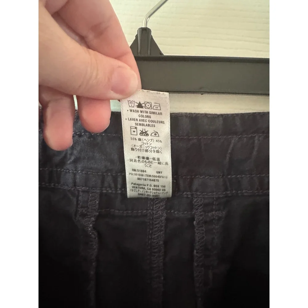 Patagonia Island Hemp Wide Leg Pants Womens Size 2 Navy Blue Hemp Organic Cotton
